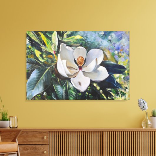 Magnolia Blossom Oil Painting of Nature’s Harmony Leinwanddruck (Insitu (Wohnzimmer))