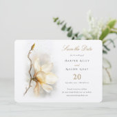 Magnolia Blossom Save the Date Card Einladung (Stehend Vorderseite)