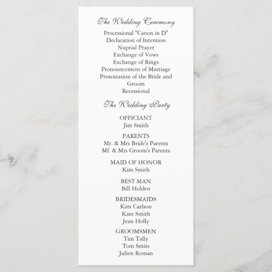 Magnolia Blossom Wedding Program Card Programm (Rückseite)