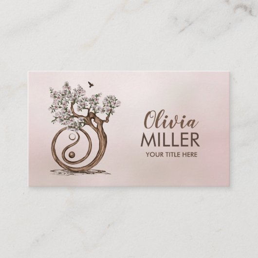 Magnolia Blossom Yin Yang Tree Visitenkarte (Vorderseite)