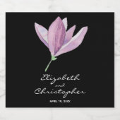 Magnolia Blossom zur Schwarzen Hochzeit Schaumweinetikett (Einzelnes Label)