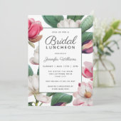 Magnolia Blossoms Boho Floral Bridal Luncheon Einladung (Stehend Vorderseite)