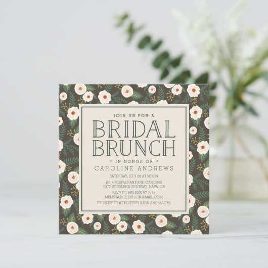 Magnolia Blossoms Bridal Brunch Einladung (Stehend Vorderseite)