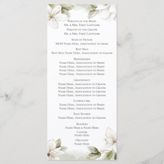 Magnolia Blossoms Frühjahrsprogramm Programm (Rückseite)