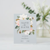 Magnolia Blue Gray Save the Date Postkarte (Stehend Vorderseite)