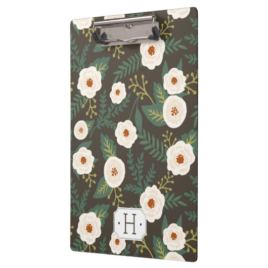 Magnolia blüht florale Monogramm Klemmbrett (Links)