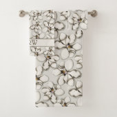 Magnolia blüht neutrales graues Badetuch-Set Badhandtuch Set (Insitu)