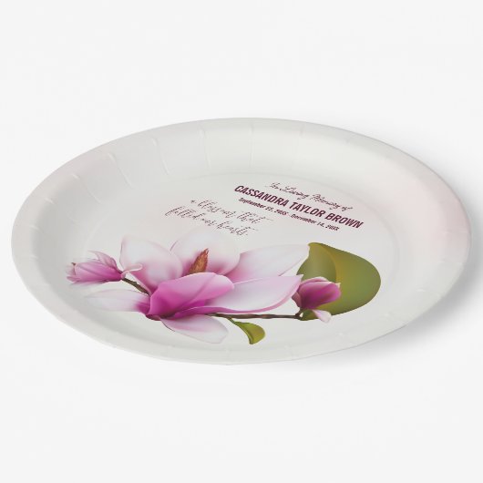 Magnolia Blume Beerdigung Gefallen Papier Teller (Schrägansicht)