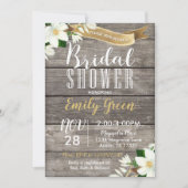 Magnolia Blume Brautdusche Einladung Rustikal (Vorderseite)