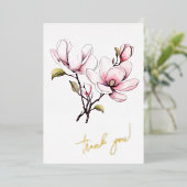 Magnolia Blume "Danke!" bearbeitbar Folien Feiertagskarte (Stehend vorne)