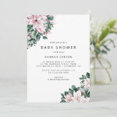Magnolia-Blume | Dusty Pink Spring Baby Dusche Einladung (Stehend Vorderseite)
