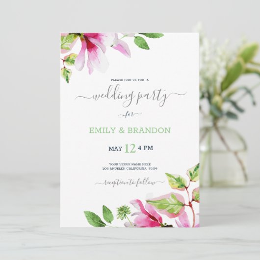 Magnolia Blume Einladung zur Hochzeit (Stehend Vorderseite)