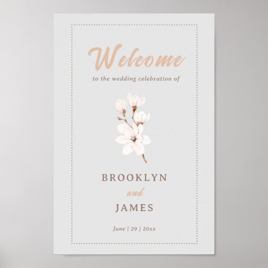Magnolia Blume Gästebuch-Zeichen Poster (Vorne)