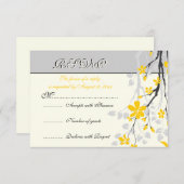 Magnolia Blume gelb, grau Hochzeit RSVP Karte (Vorne/Hinten)