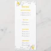 Magnolia Blume Gelb, Grau Hochzeitskarte Menükarte (Rückseite)