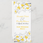 Magnolia Blume Gelb, Grau Hochzeitskarte Menükarte (Vorne/Hinten)