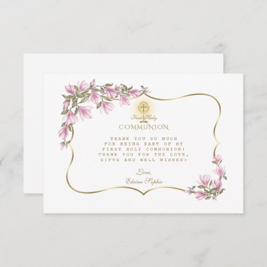 Magnolia Blume Gold Dankeskarte (Vorne/Hinten)