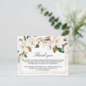 Magnolia Blume & Gold Frame Beerdigung Vielen Dank Dankeskarte (Stehend Vorderseite)