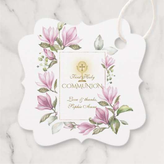 Magnolia Blume Gold Geschenkanhänger (Rückseite)