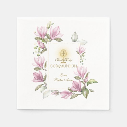 Magnolia Blume Gold Serviette (Vorderseite)
