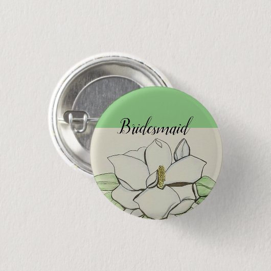 Magnolia Blume Green Bridesmaid Button (Vorne & Hinten)
