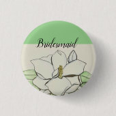 Magnolia Blume Green Bridesmaid Button (Vorderseite)