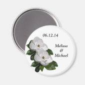 Magnolia-Blume Hochzeit Speichern Sie das Date Mag Magnet (Vorderseite/Rückseite)