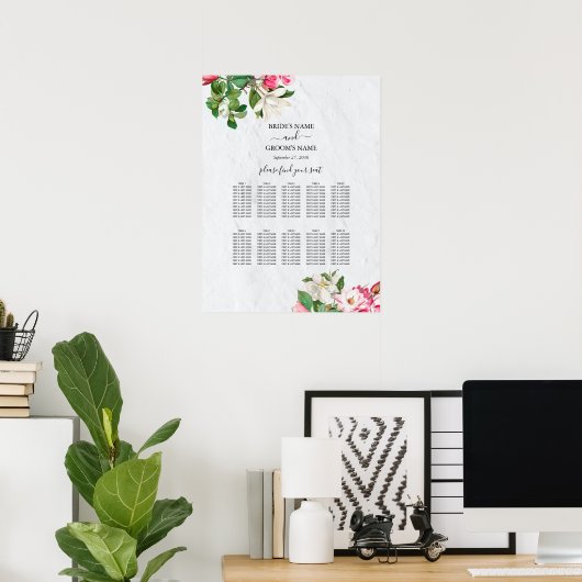 Magnolia-Blume Hochzeitsskizze Poster (Heimbüro)