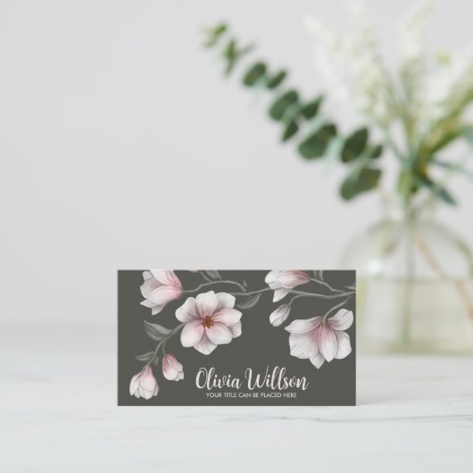 Magnolia-Blume-Illustration Visitenkarte (Stehend Vorderseite)