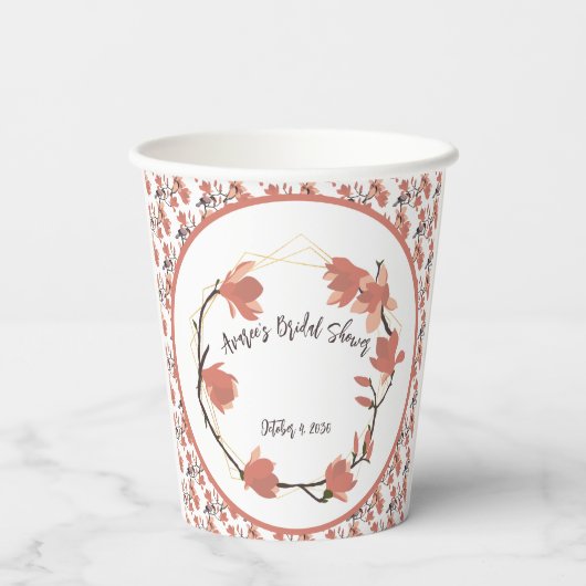 Magnolia-Blume im Brautparty Coral Pappbecher (Rückseite)