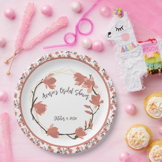 Magnolia-Blume im Brautparty Coral Pappteller (Party)