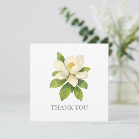 Magnolia Blume Malerei Danke Einladung (Stehend Vorderseite)