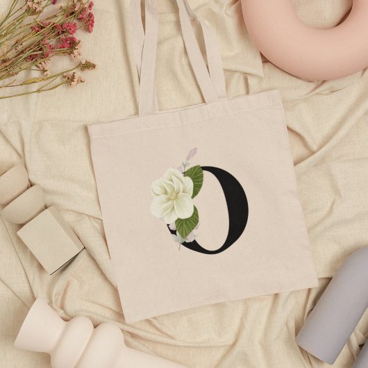 Magnolia-Blume-Monogramm Tragetasche