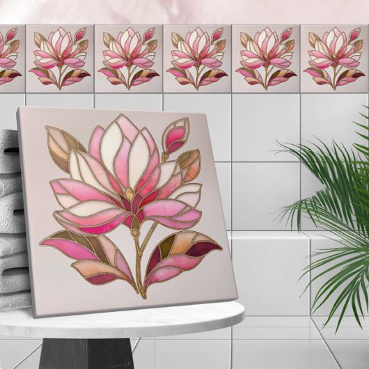 Magnolia Blume Mosaik Keramik Tile Fliese