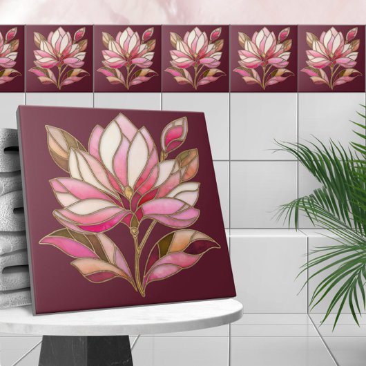 Magnolia Blume Mosaik Keramik Tile Fliese