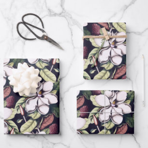 Magnolia-Blume-Muster Geschenkpapier Set