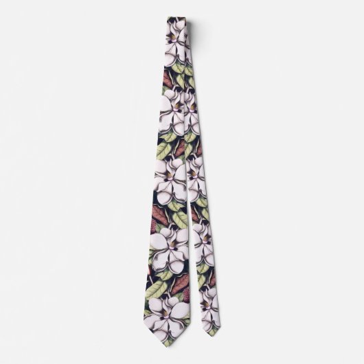 Magnolia-Blume-Muster Krawatte (Vorderseite)
