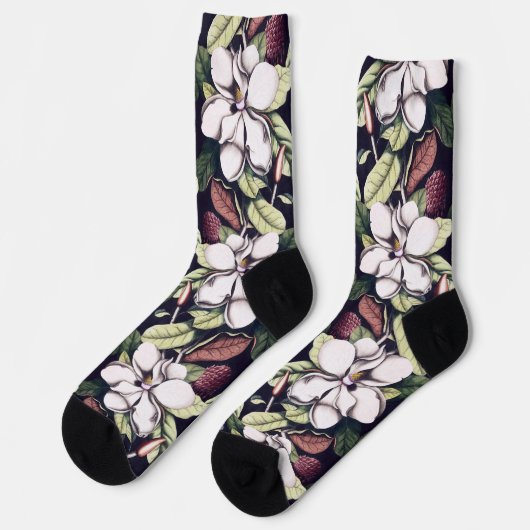 Magnolia-Blume-Muster Socken (Linkes Detail)