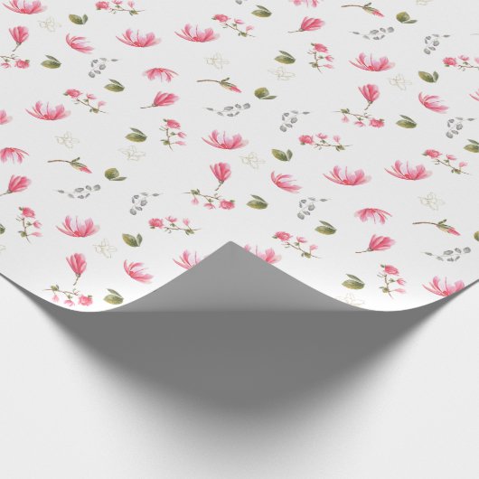 Magnolia Blume Packpapier, rosa Magnolia Geschenkpapier (Ecke)