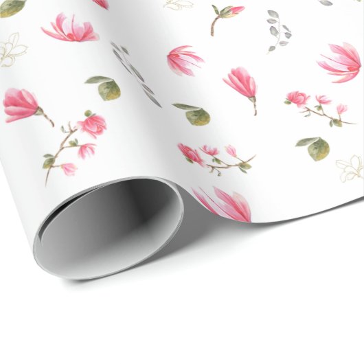 Magnolia Blume Packpapier, rosa Magnolia Geschenkpapier (Rolleneckpunkt)