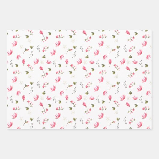Magnolia Blume Packpapier, rosa Magnolias Geschenkpapier Set (Vorderseite 3)