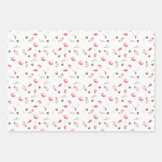 Magnolia Blume Packpapier, rosa Magnolias Geschenkpapier Set (Vorderseite)