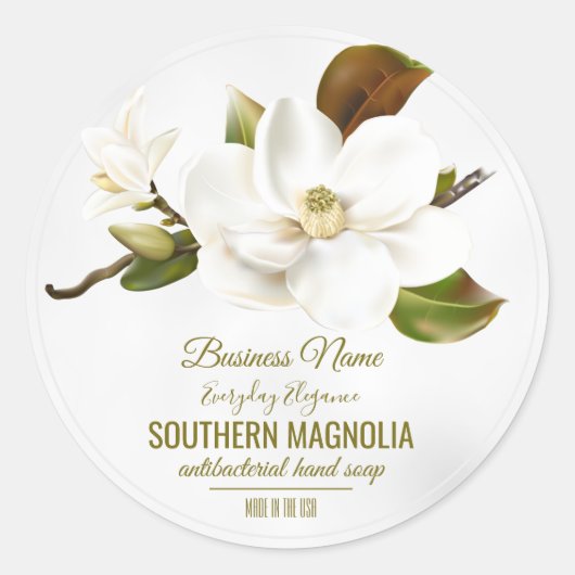 Magnolia-Blume Runder Aufkleber (Vorderseite)
