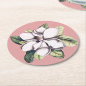 Magnolia-Blume Runder Pappuntersetzer (Angewinkelt)