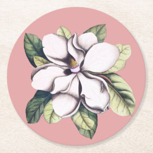 Magnolia-Blume Runder Pappuntersetzer