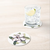 Magnolia-Blume Runder Pappuntersetzer (Vor Ort)