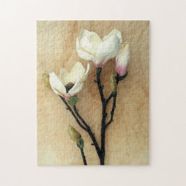 Magnolia-Blume über Parchment Moderne Fotografie Puzzle