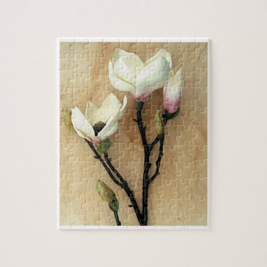 Magnolia-Blume über Parchment Moderne Fotografie Puzzle (Vertikal)