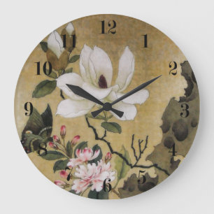 Magnolia Blume und Butterfly Ming Dynsty Große Wanduhr