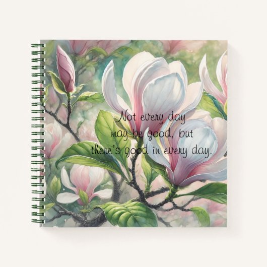 Magnolia-Blume und Zitat Notizblock (Vorderseite)